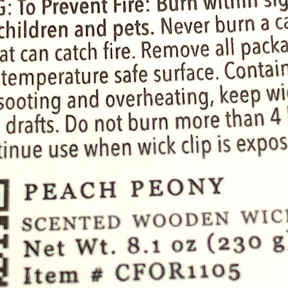 DW HOME CANDLE PEACH PEONY WOOD WICK 8.1 oz NEW CHARMING FARM - Picture 4 of 4